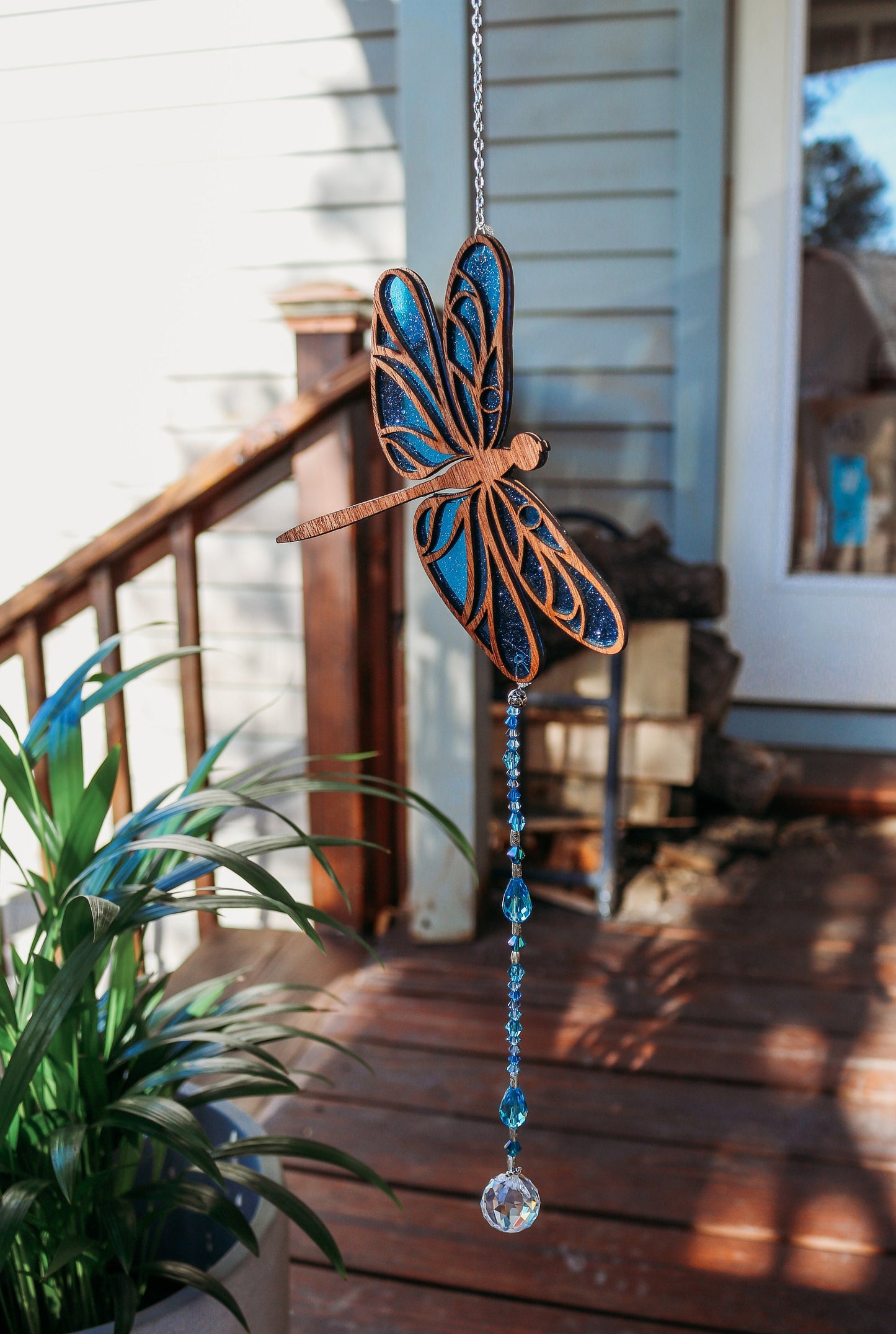 Dragonfly Suncatcher Blue Glitter