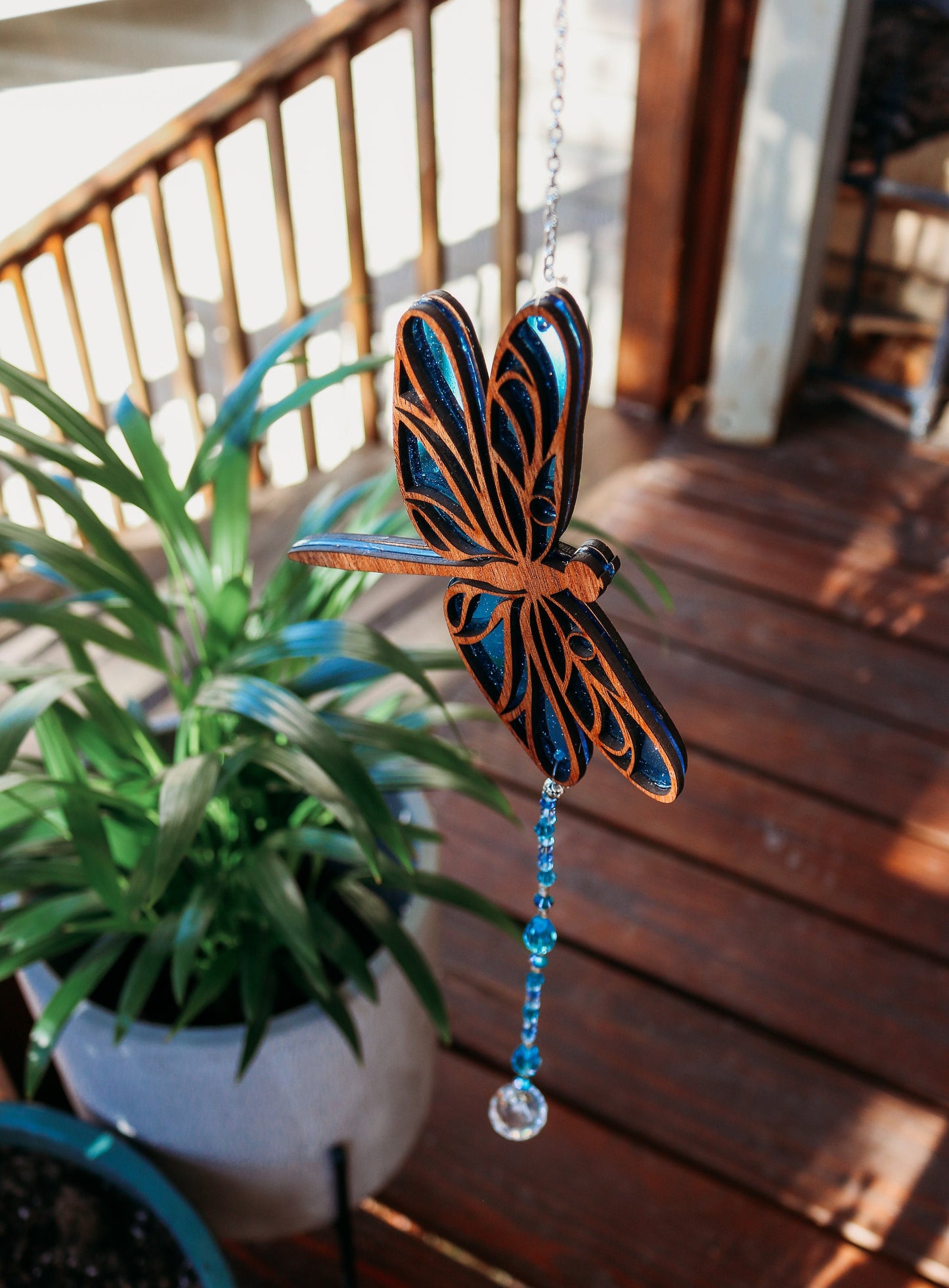 Dragonfly Suncatcher Blue Glitter