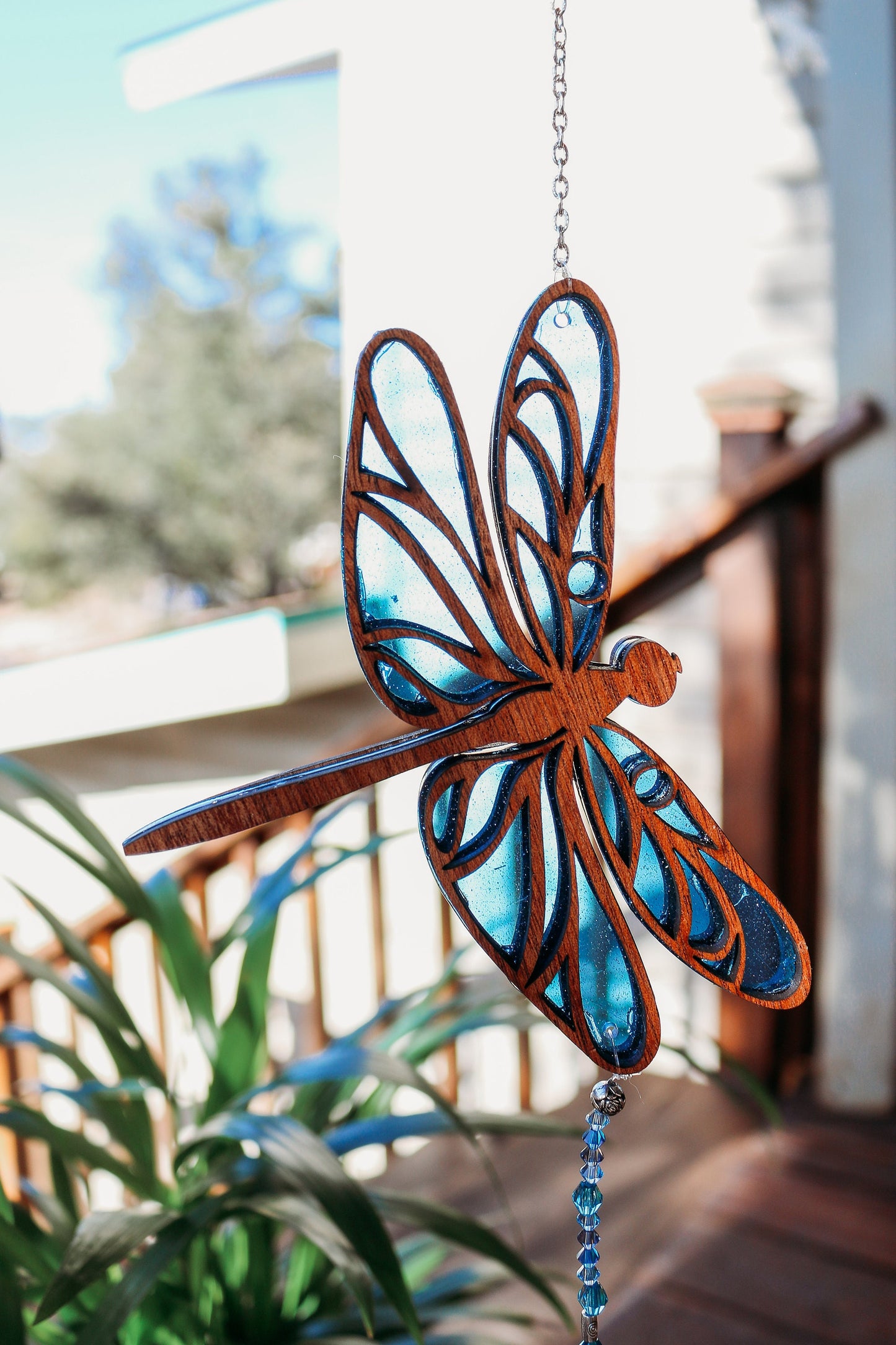 Dragonfly Suncatcher Blue Glitter