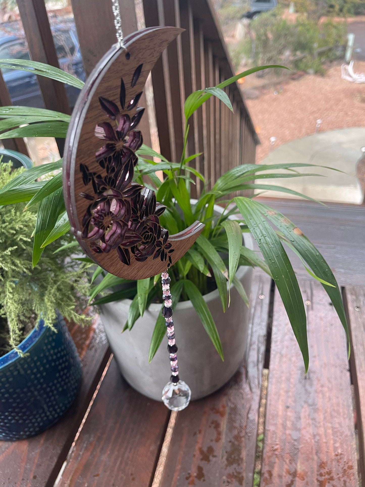 Floral Moon Suncatcher Rose