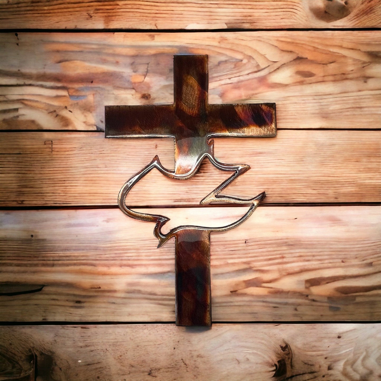 Divine Flight: A Dove Cross Metal Art Peace Cross