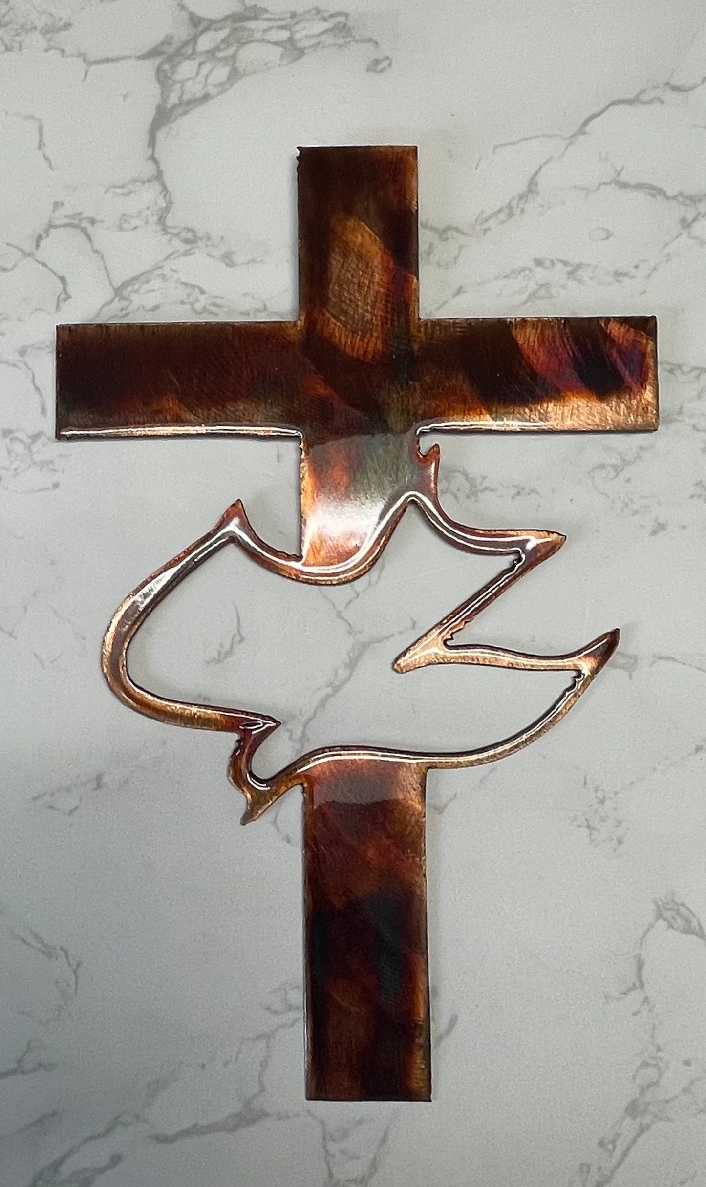 Divine Flight: A Dove Cross Metal Art Peace Cross