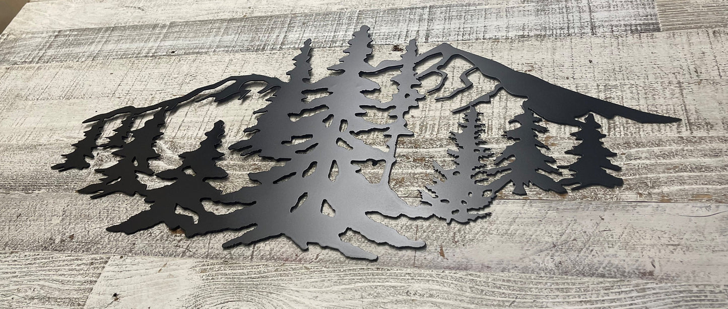 Arizona Mountain Scene Metal Wall Art Decor Satin Black Painted Finish