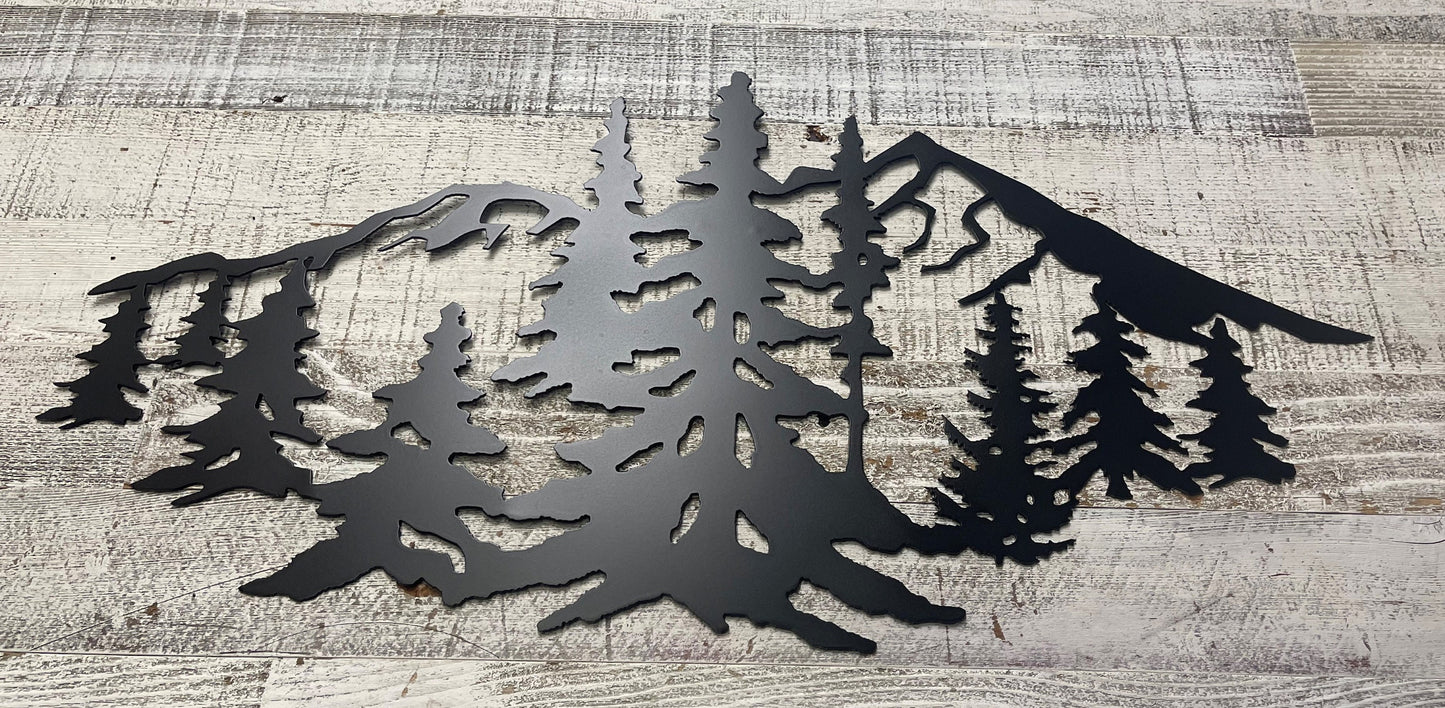 Arizona Mountain Scene Metal Wall Art Decor Satin Black Painted Finish