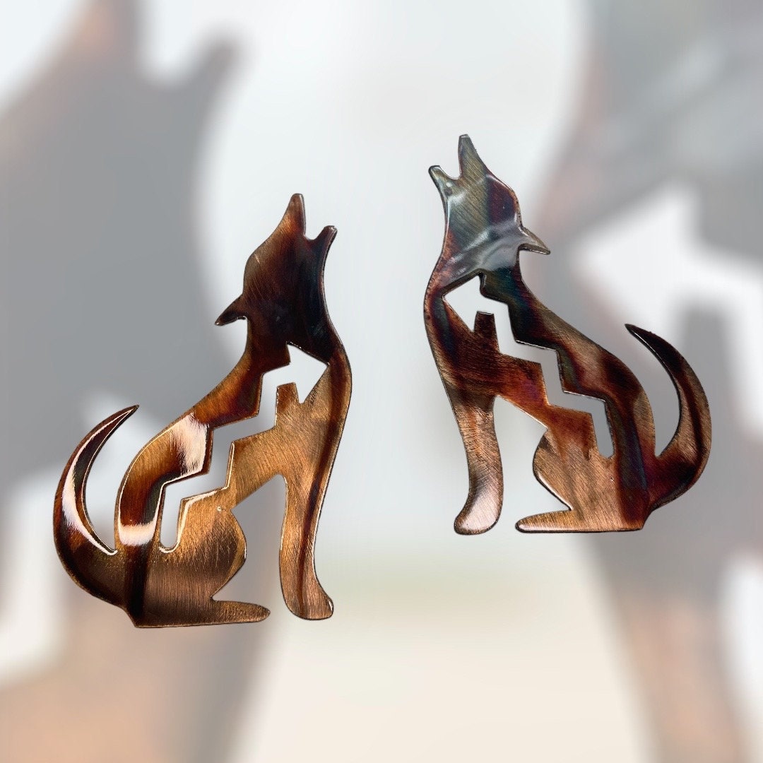 Arizona Howling Coyote Wall Art Mirrored Pair
