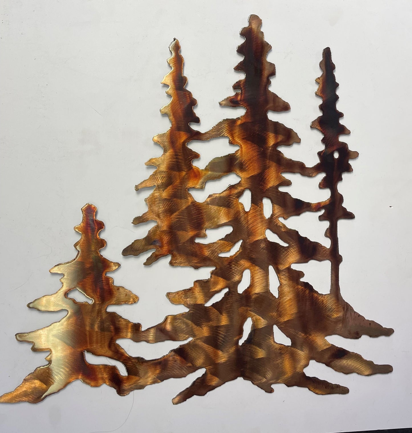 Forest Trees in copper Metal Wall Art Decor Stand Alone Version