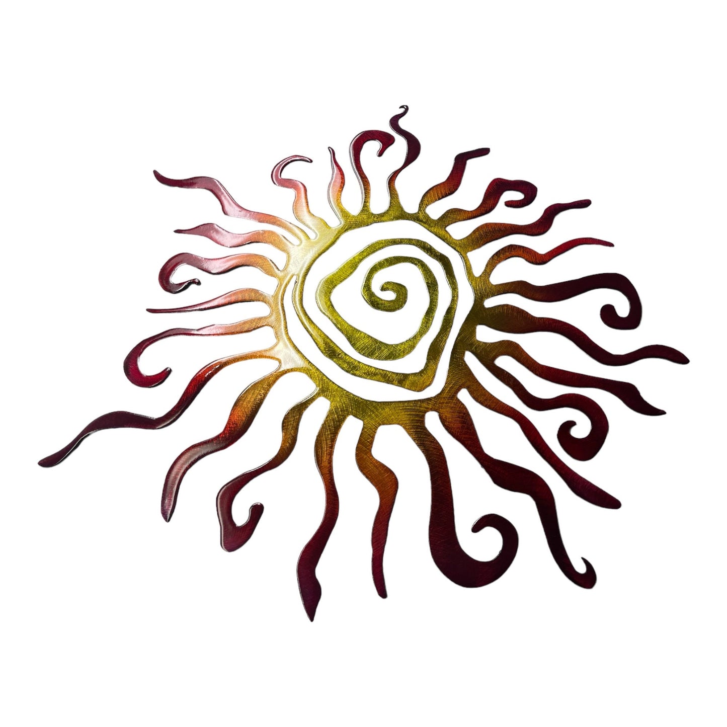Fiery Southwestern Spiral Sun Metal Wall Art Fire Painted finish
