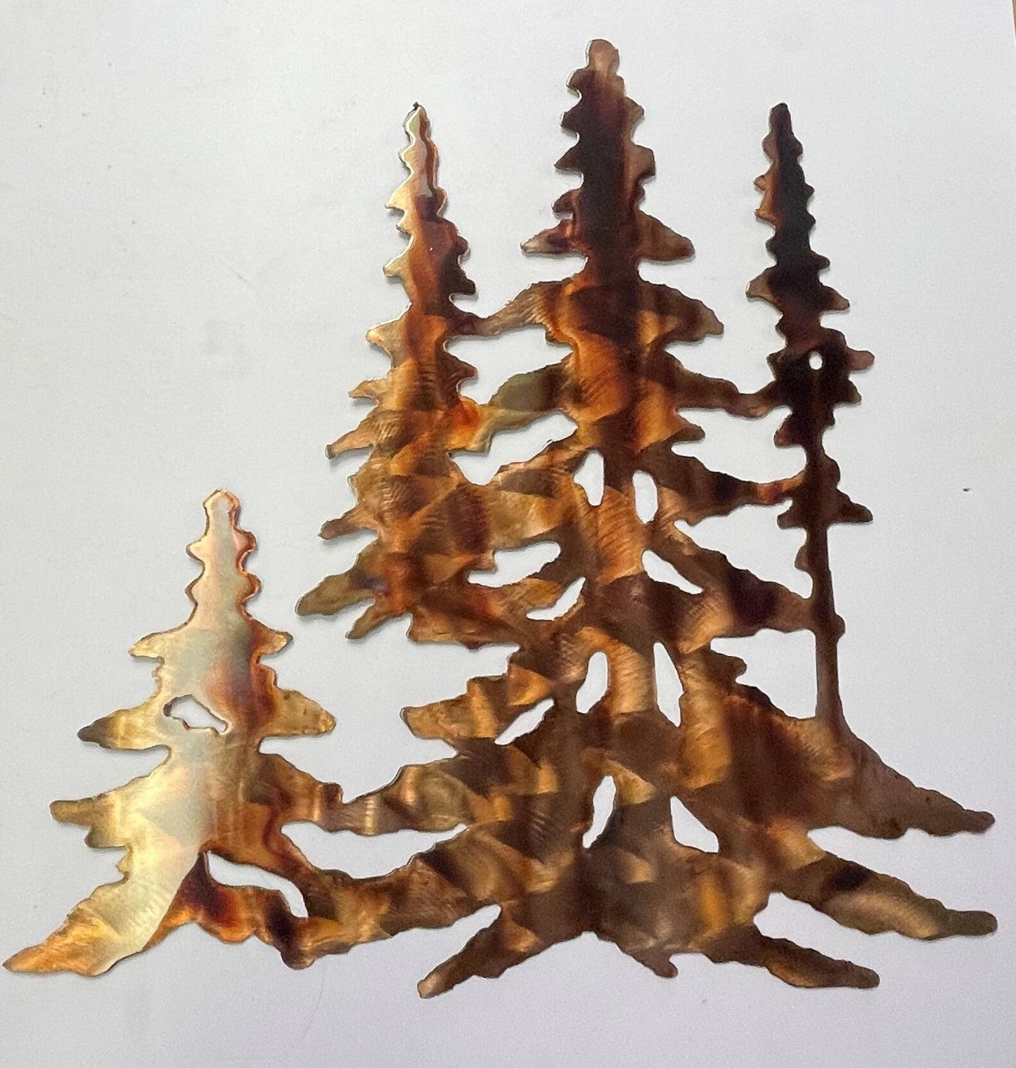 Forest Trees in copper Metal Wall Art Decor Stand Alone Version
