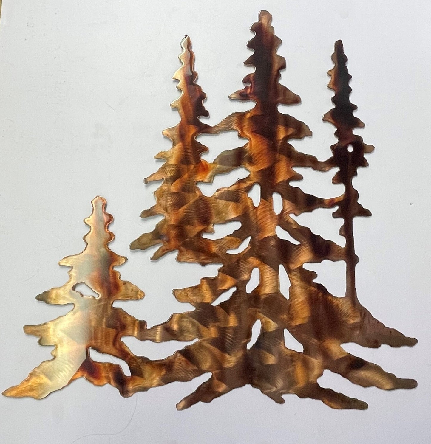 Forest Trees in copper Metal Wall Art Decor Stand Alone Version