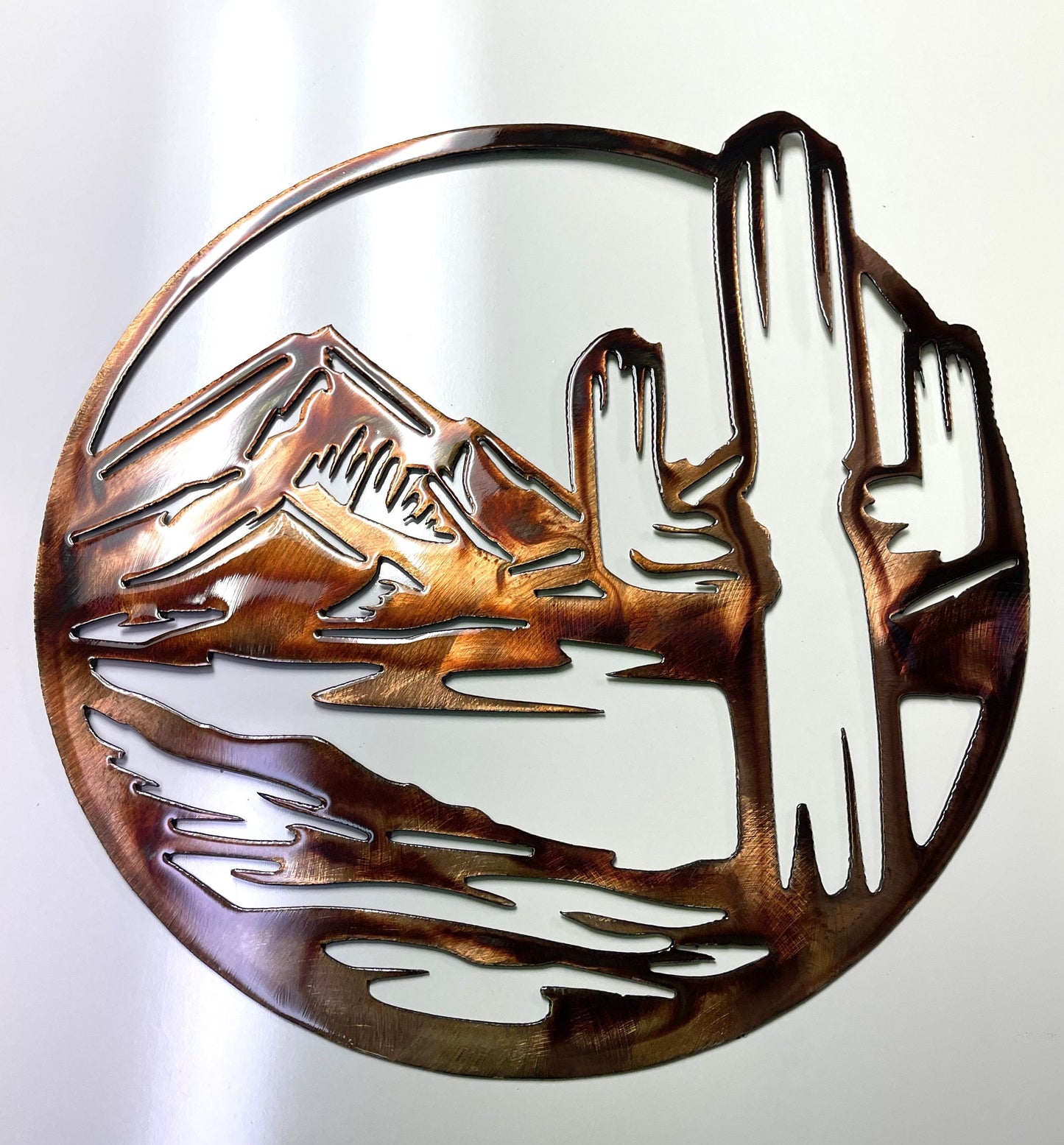 Arizona Cactus Circle Metal Wall Art - Copper - 14" x 13 3/4"