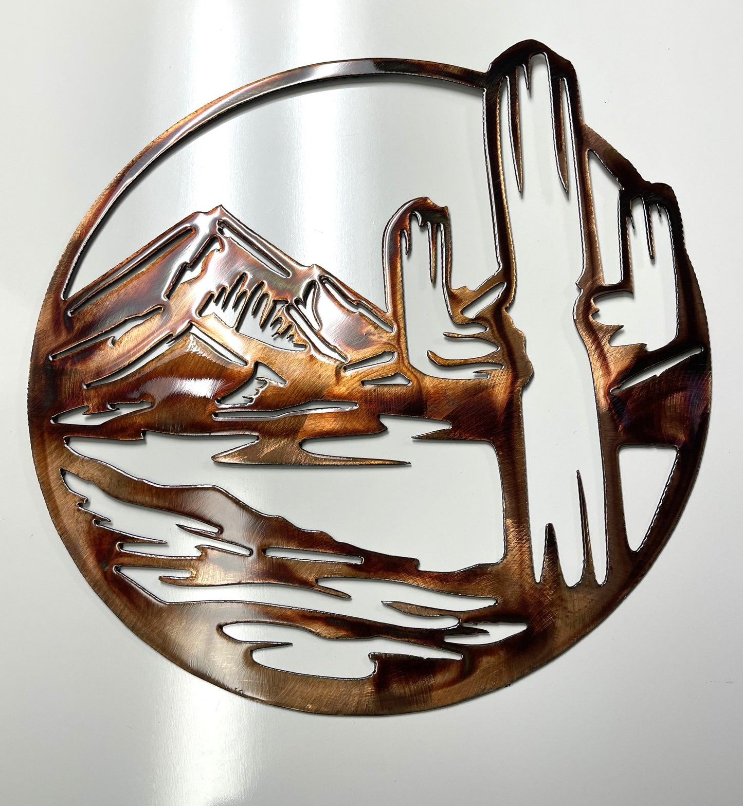 Arizona Cactus Circle Metal Wall Art - Copper - 14" x 13 3/4"