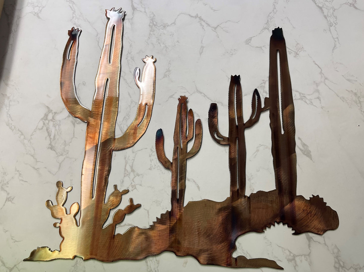 Arizona Cactus Metal Wall Art - Copper Plated - 16" x 16" or 30" x 30"