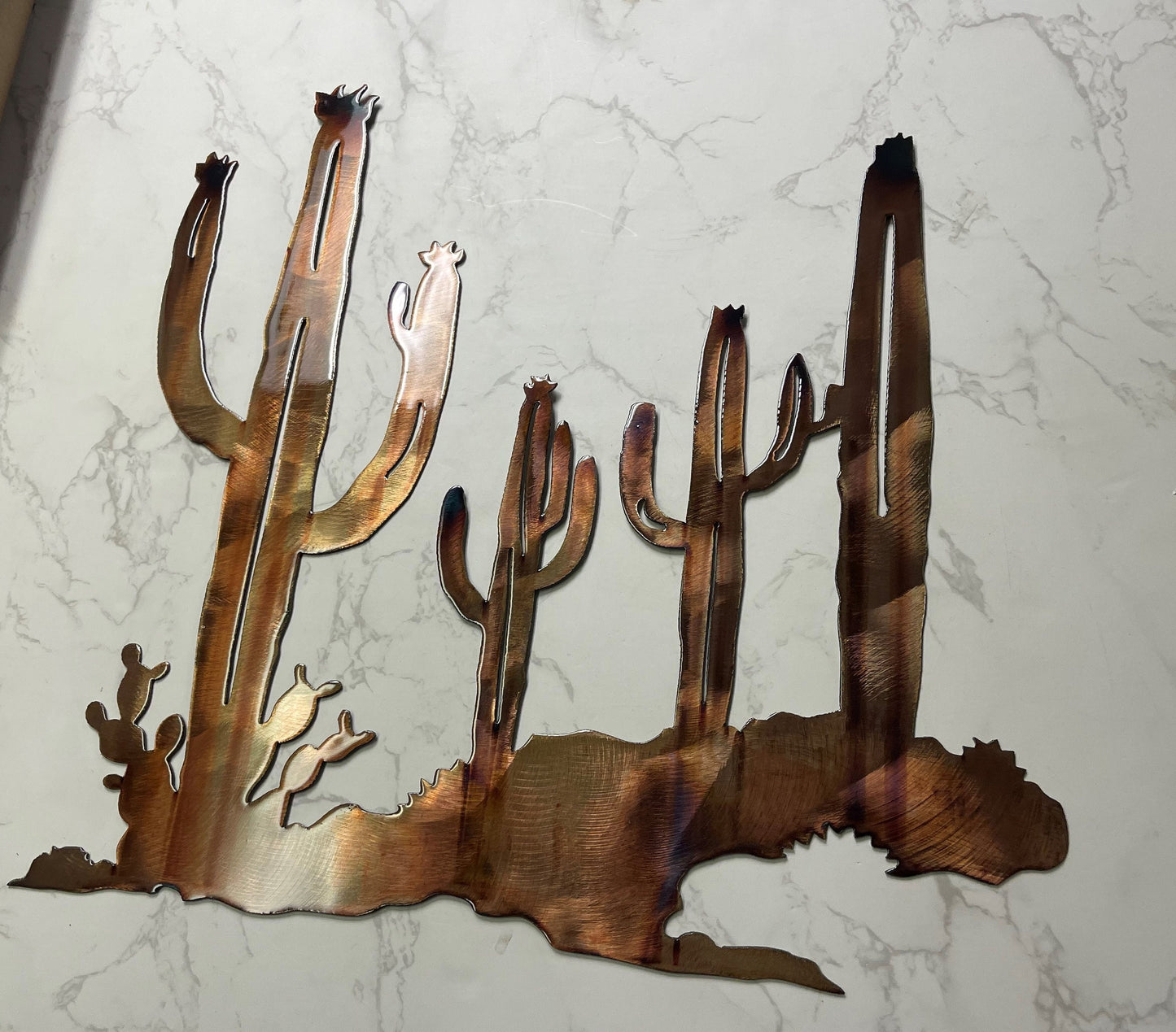 Arizona Cactus Metal Wall Art - Copper Plated - 16" x 16" or 30" x 30"