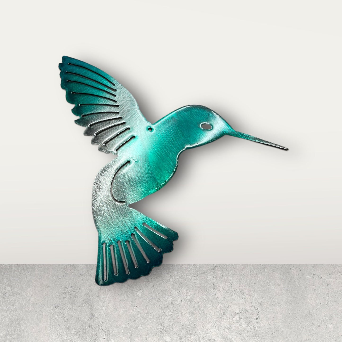 Hummingbird Teal Tainted Metal Wall Art Decor 6" x 6"  left or right facing