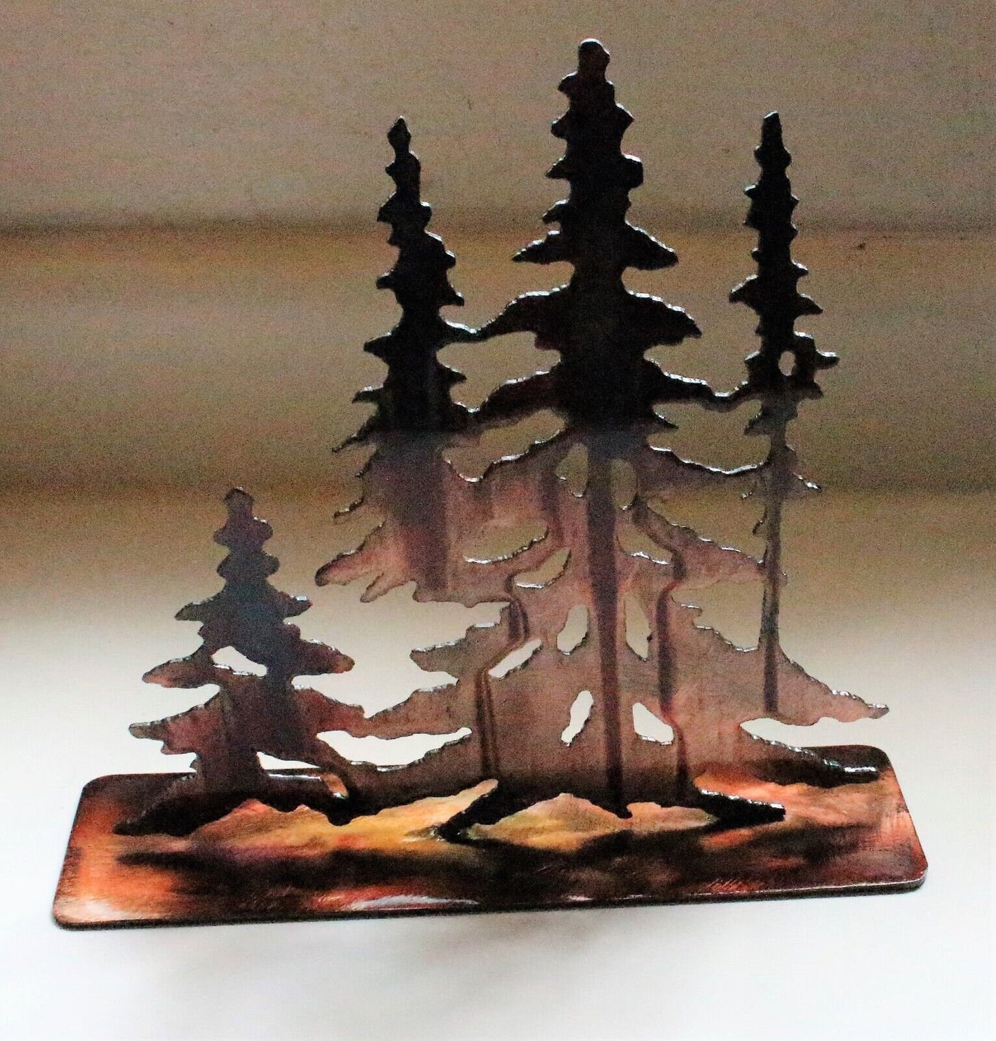 Forest Trees in copper Metal Wall Art Decor Stand Alone Version