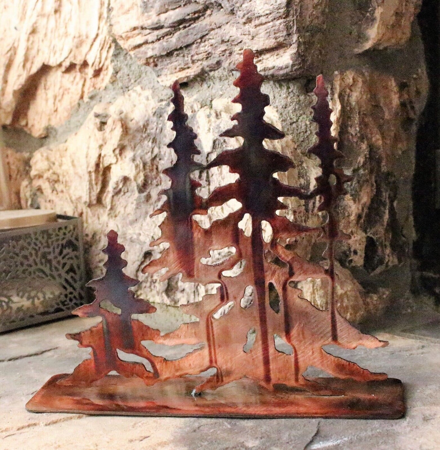 Forest Trees in copper Metal Wall Art Decor Stand Alone Version