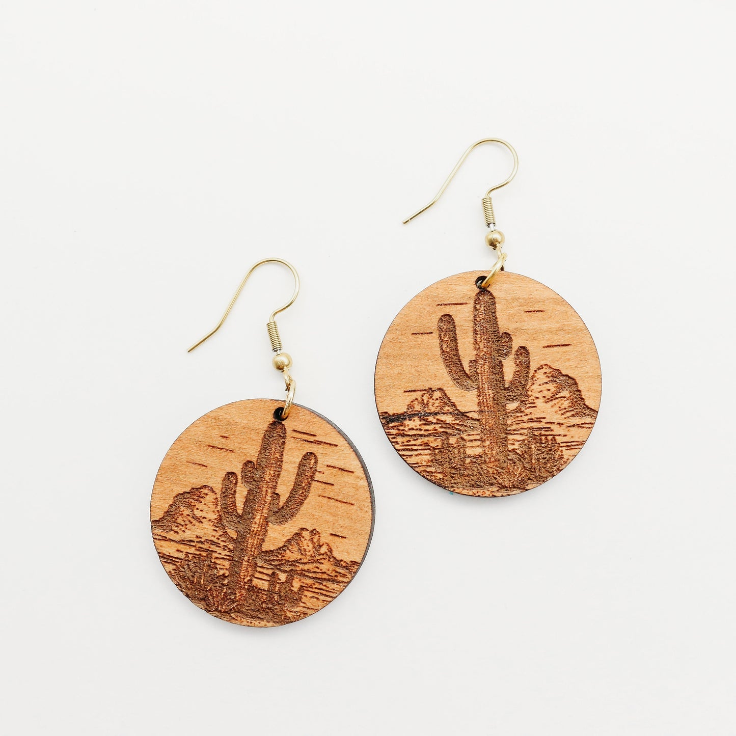 Arizona Saguaro Cactus Discs dangle Earrings | modern | boho | neutral