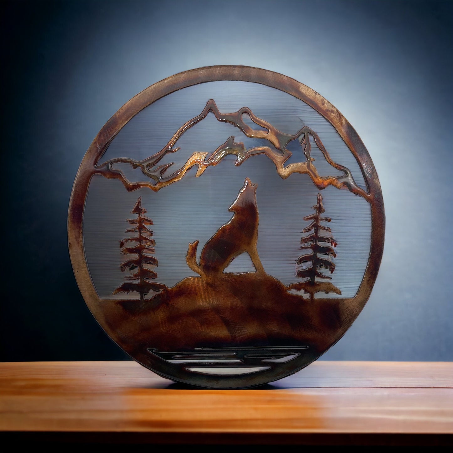 Arizona Howling Coyote Circle Wall Art