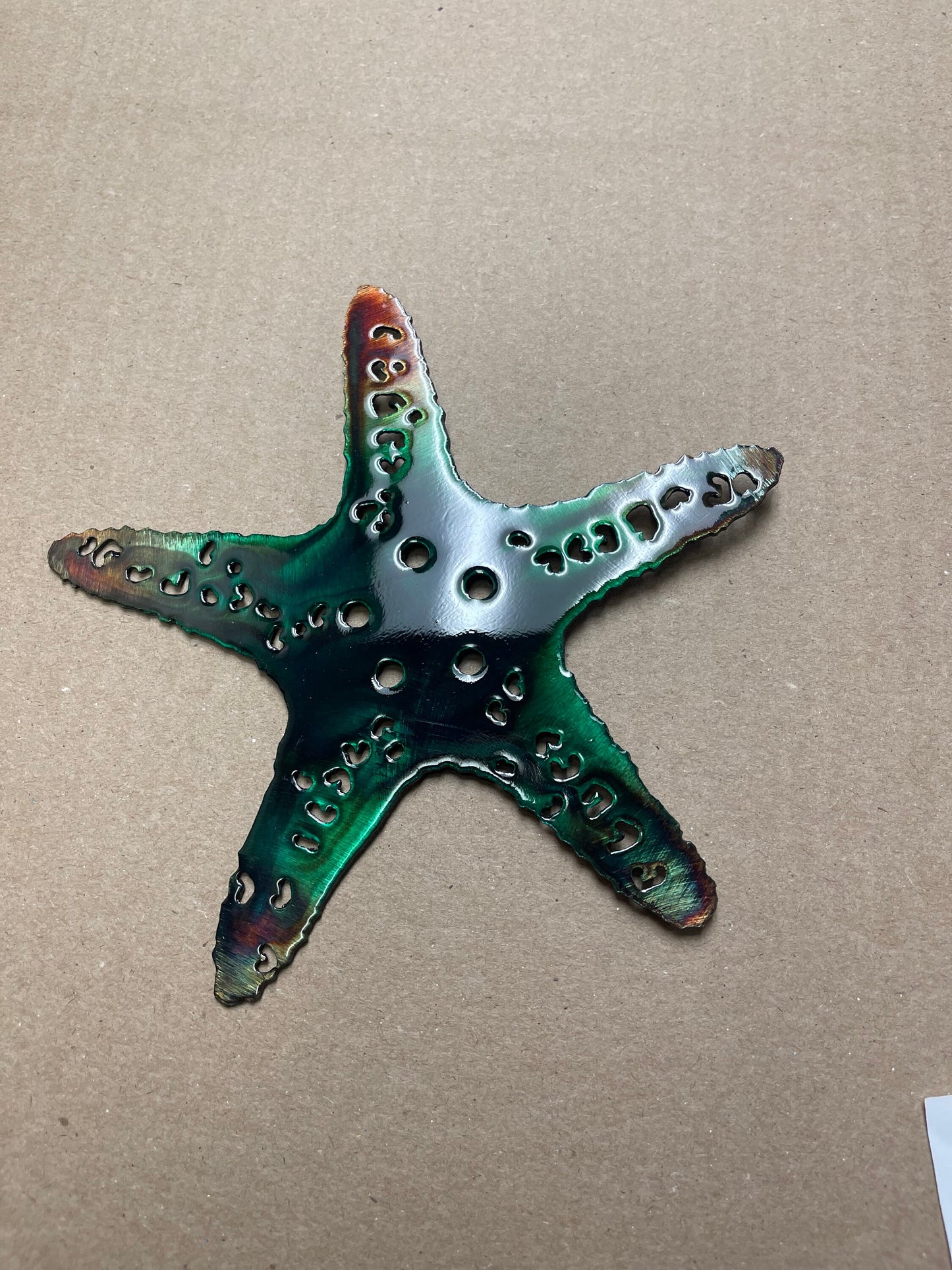 Aquatic Starfish Metal Decor Wall Art Accent Copper and Bronzed Plated Green tinged