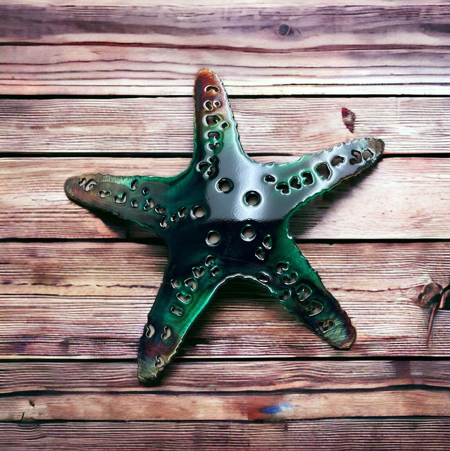 Aquatic Starfish Metal Decor Wall Art Accent Copper and Bronzed Plated Green tinged