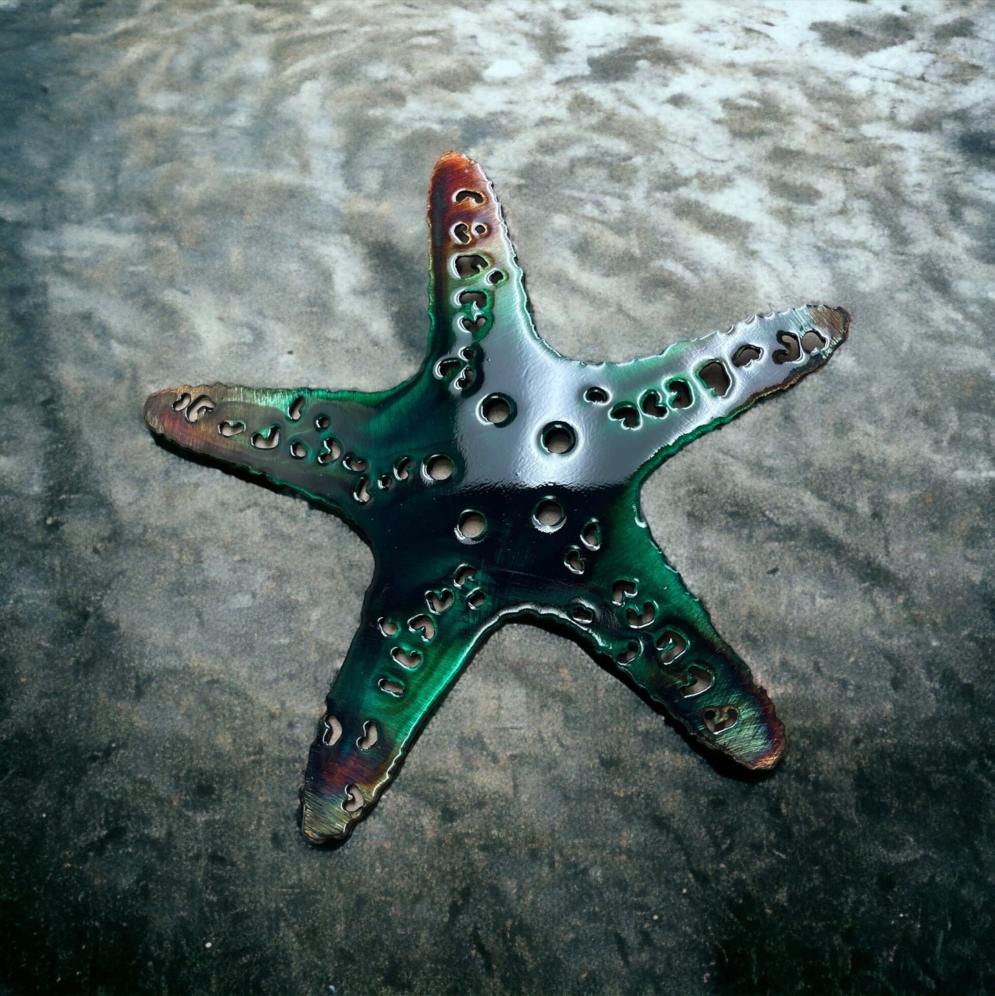 Aquatic Starfish Metal Decor Wall Art Accent Copper and Bronzed Plated Green tinged