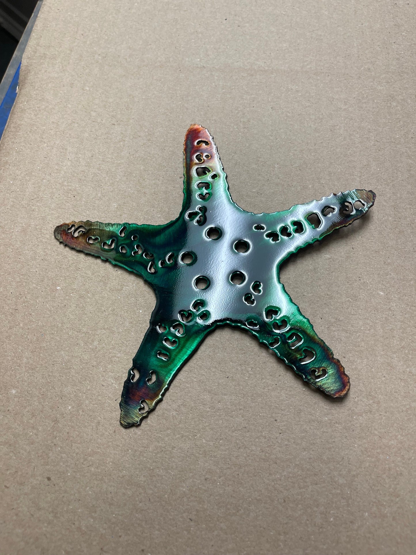 Aquatic Starfish Metal Decor Wall Art Accent Copper and Bronzed Plated Green tinged