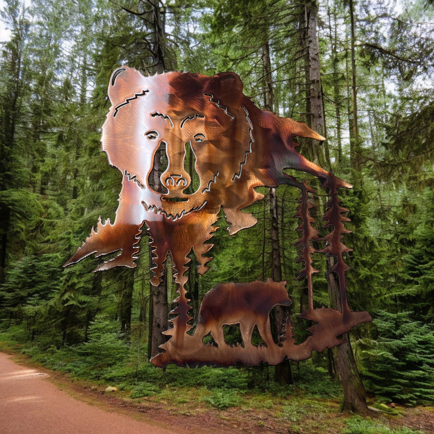 Bear in the Mountains Metal Wall Art 20" t x 19"w