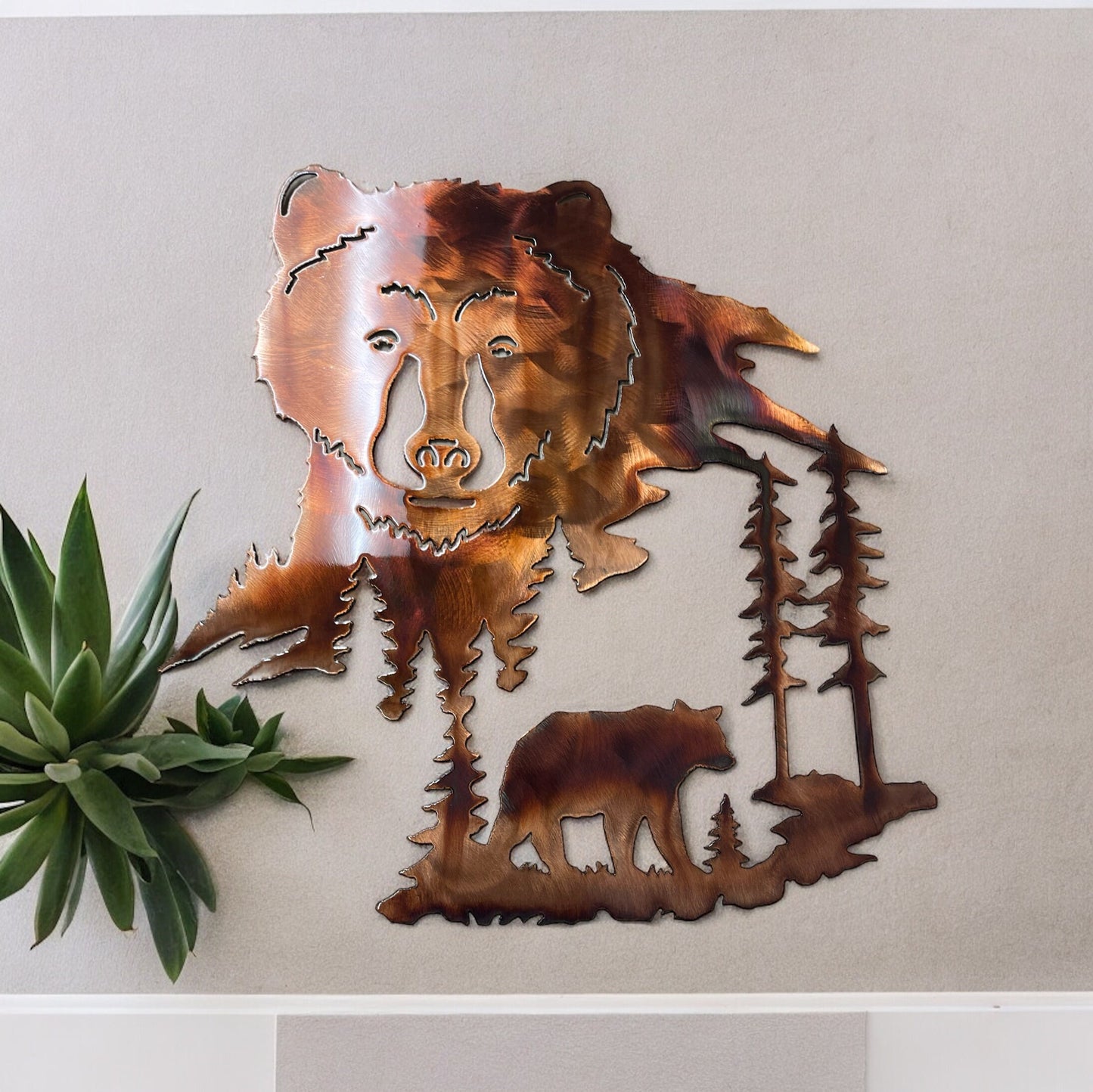Bear in the Mountains Metal Wall Art 20" t x 19"w
