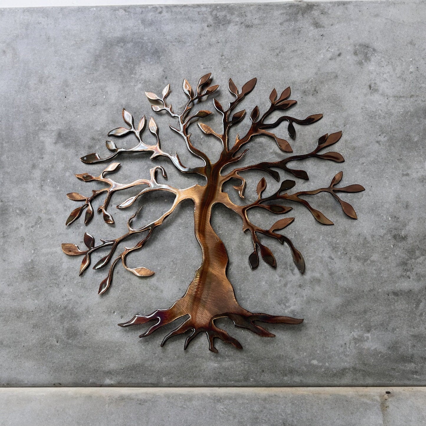 Handcrafted Copper/Bronze Plated Olive Tree/Tree of Life Sculpture Glossy Coated finish