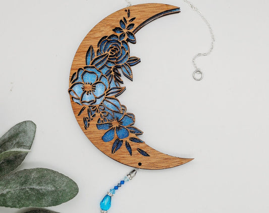 Floral Blue Moon Suncatcher