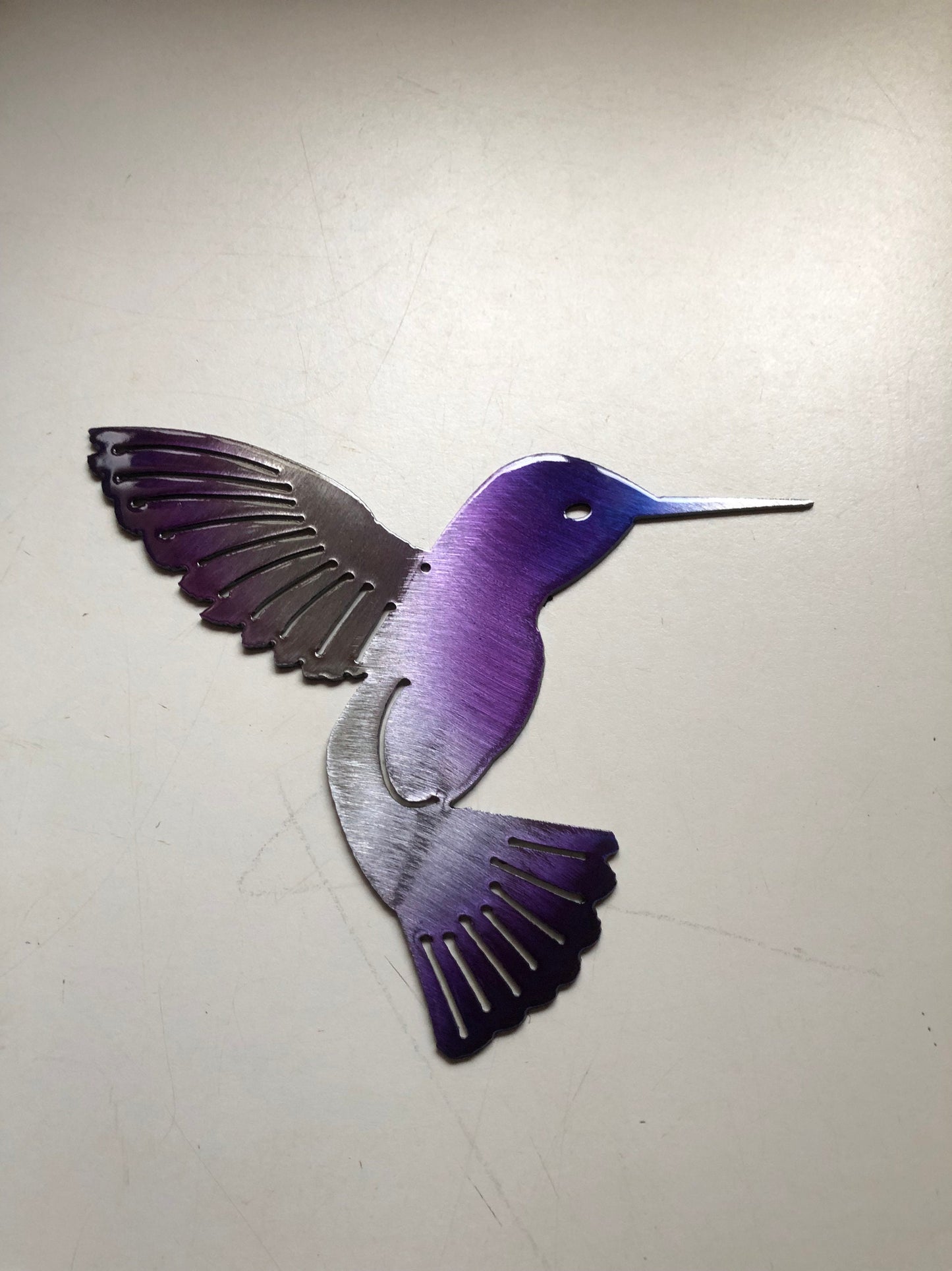 Hummingbird Purple  Metal Wall Art Decor 6" x 6" choose left or right facing