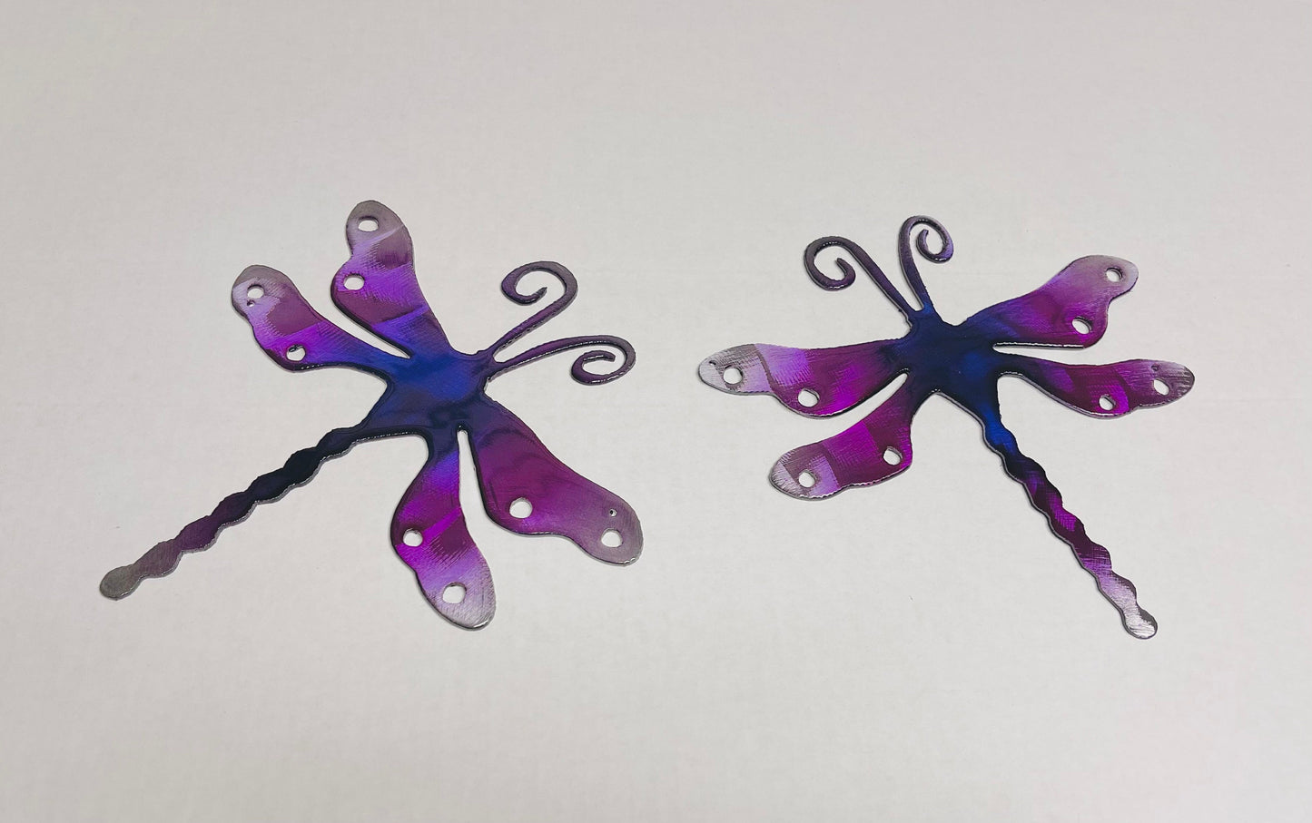 Dragonfly Metal Wall Art Décor Purple Tinged Pair 7" x 6 3/4" Each