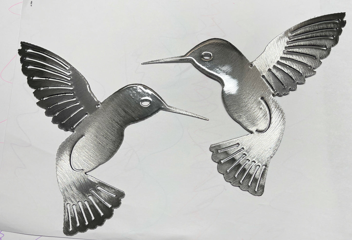 Hummingbird Pair Smoke Tinged Metal Wall Art Décor 6" x 6" each