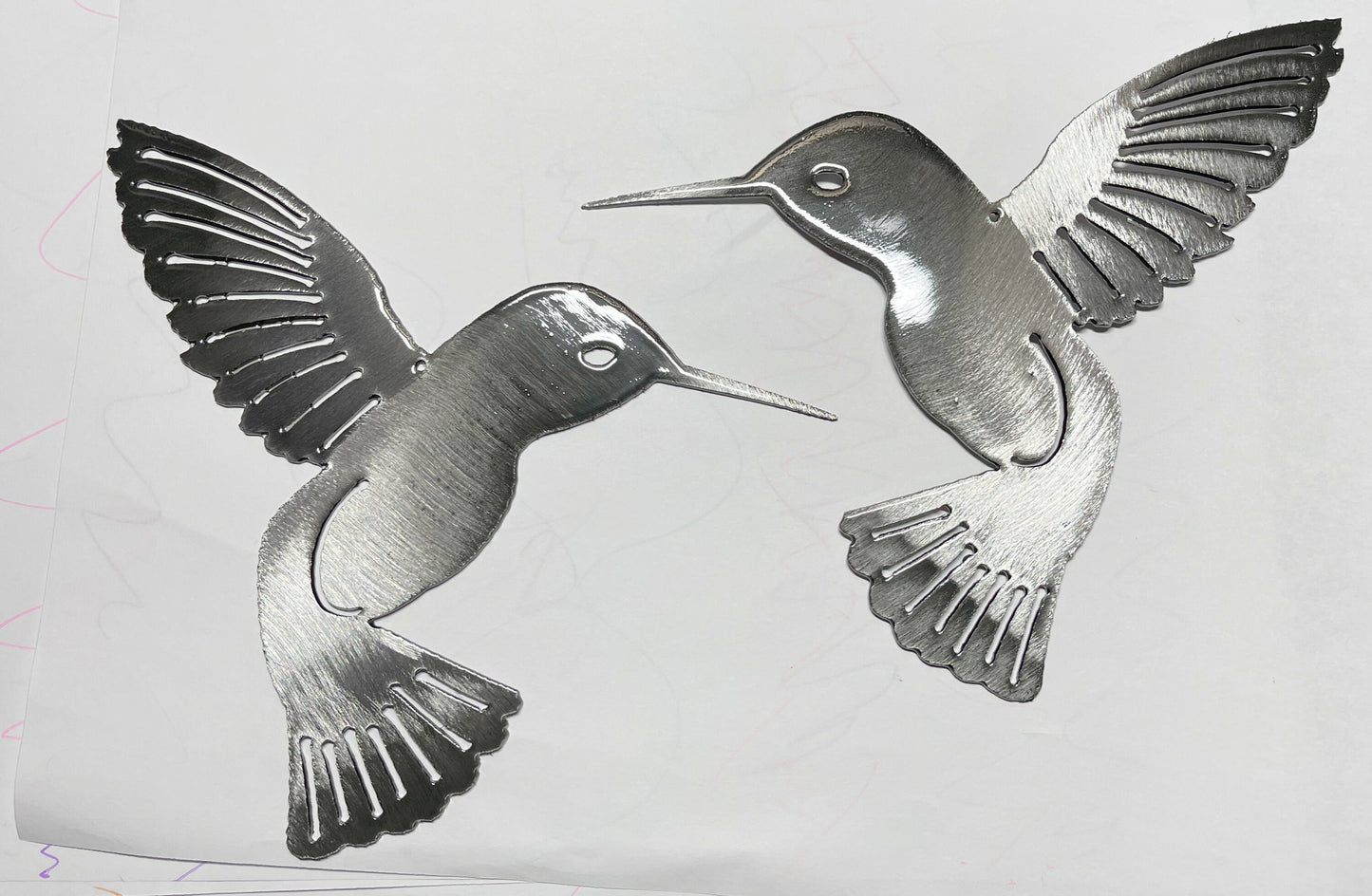 Hummingbird Pair Smoke Tinged Metal Wall Art Décor 6" x 6" each