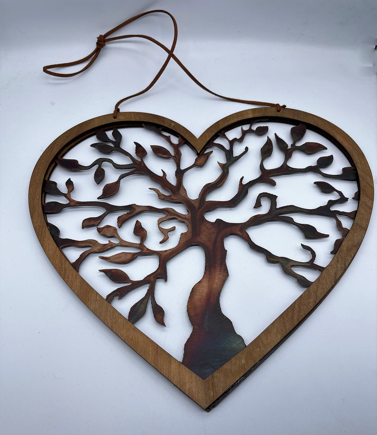 Rustic Wood and Olive Tree of Life Wall Hanging Heart 11 1/8" x 10 1/8"