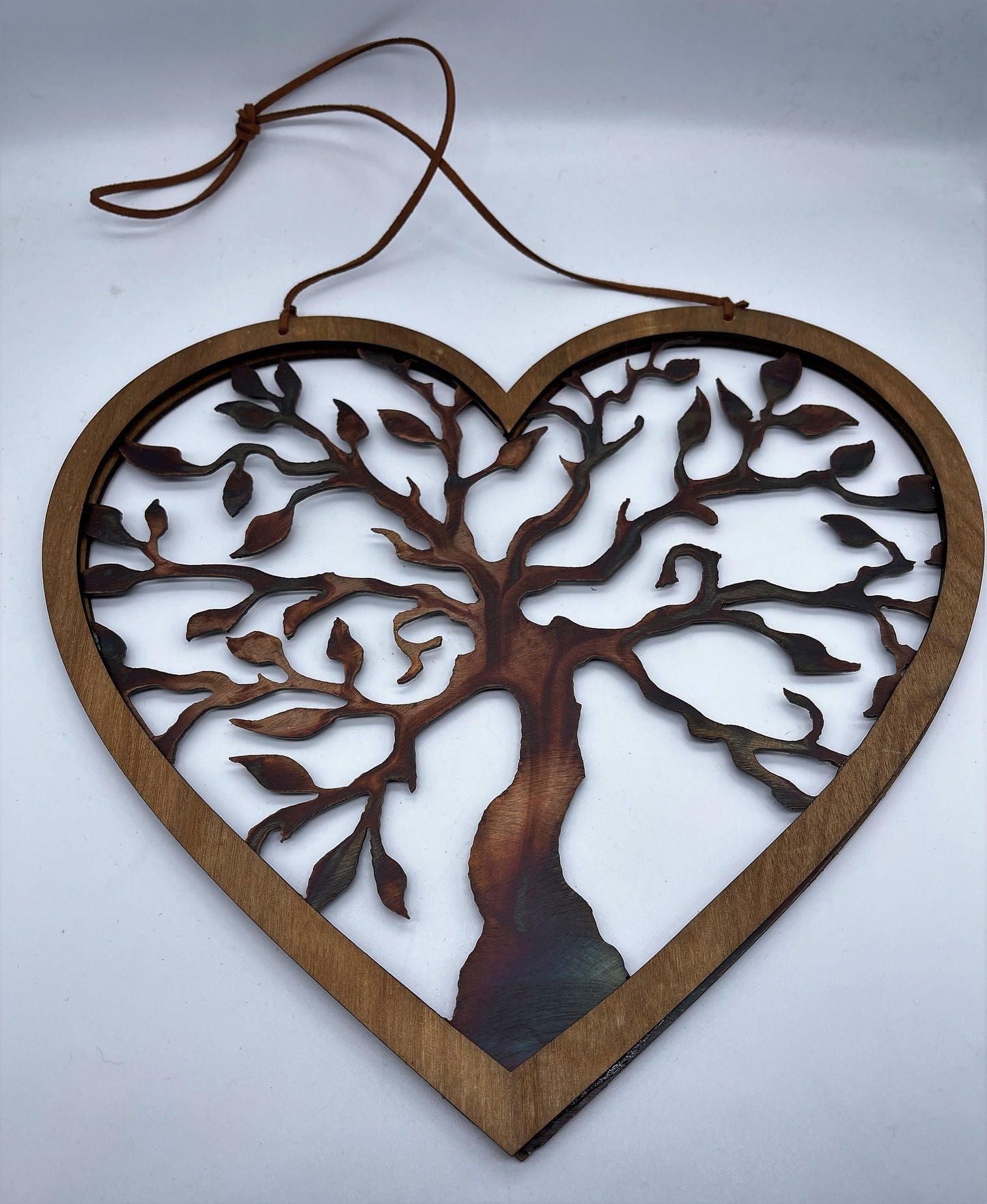 Rustic Wood and Olive Tree of Life Wall Hanging Heart 11 1/8" x 10 1/8"