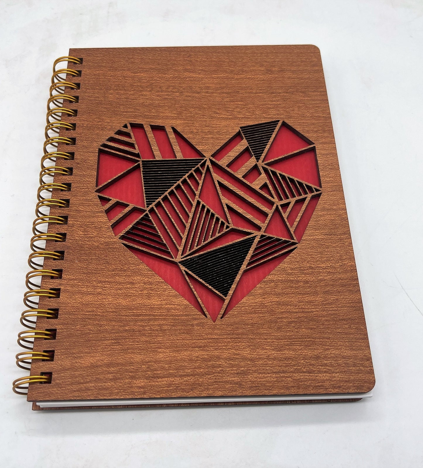 Heart Engraved - Wooden Notebook