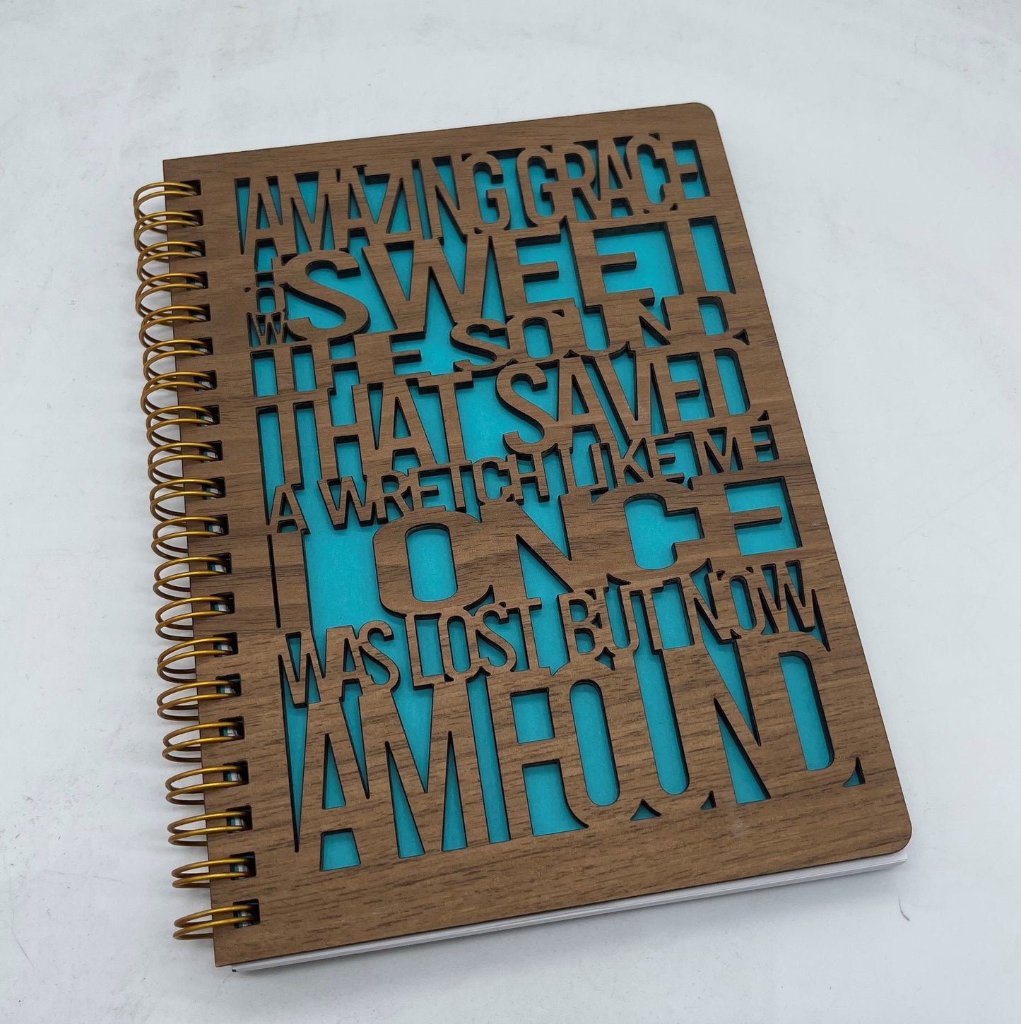 Amazing Grace Engraved Wooden Notebook