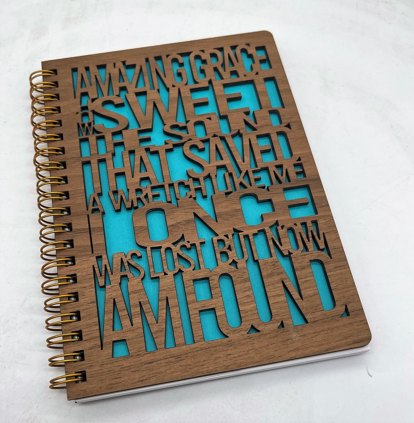 Amazing Grace Engraved Wooden Notebook