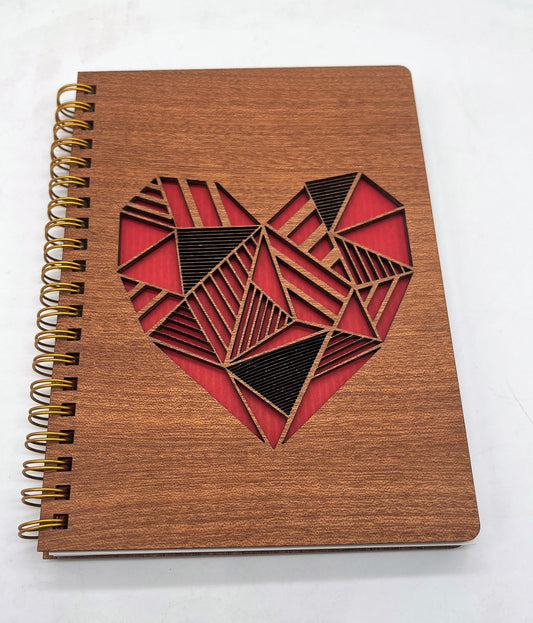 Heart Engraved - Wooden Notebook