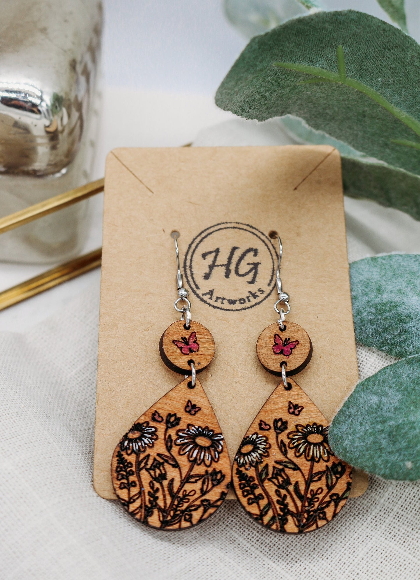 Butterfly Daisy Dangle Earrings