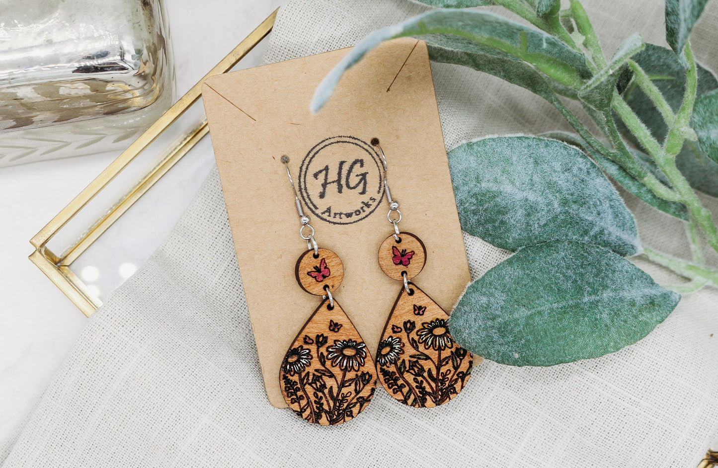 Butterfly Daisy Dangle Earrings