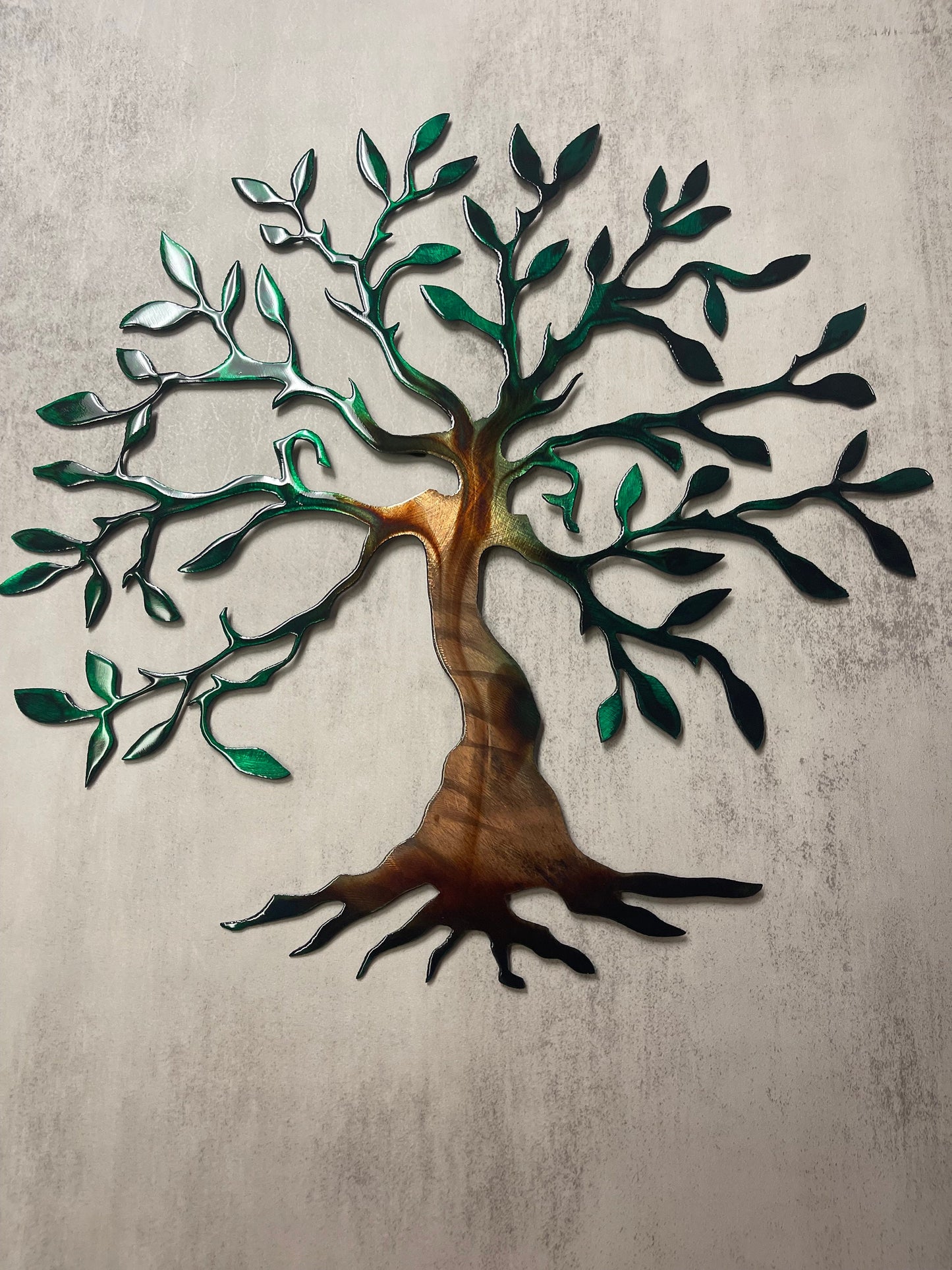 Olive Tree Metal Wall Art Seasons of Color (Green Tinged)