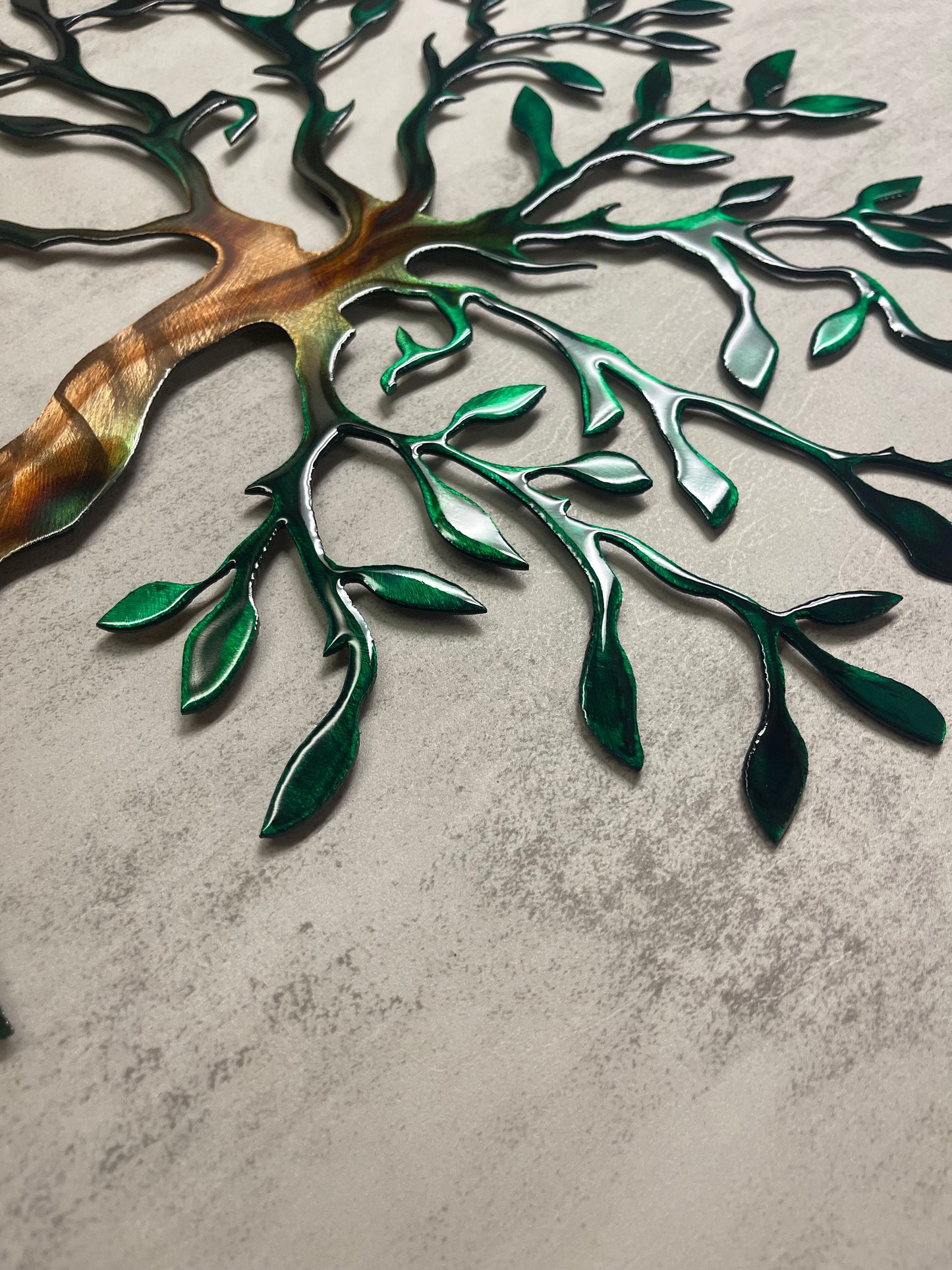 Olive Tree Metal Wall Art Seasons of Color (Green Tinged)