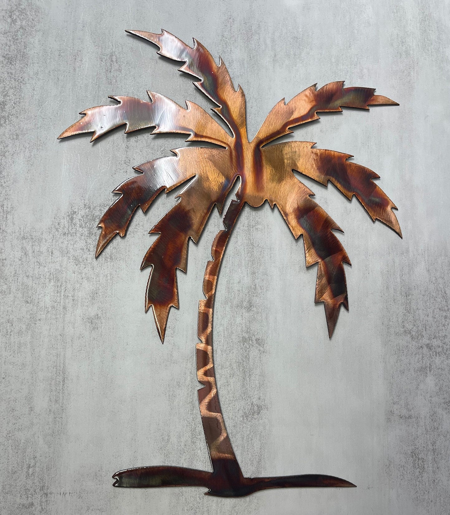 Palm Tree Metal Wall Art 12" to 36" tall, copper and bronzed plated