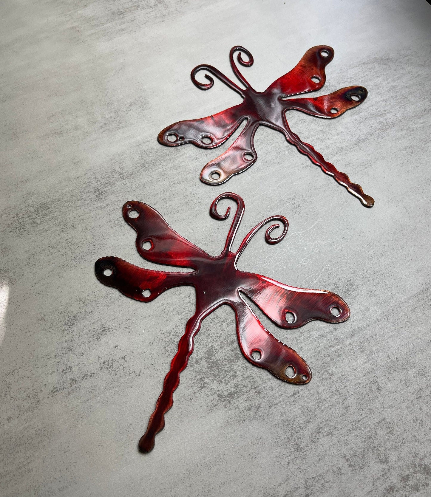 Dragonfly Metal Wall Art Decor in Our Royal Red Finish 7" x 6 3/4" Each