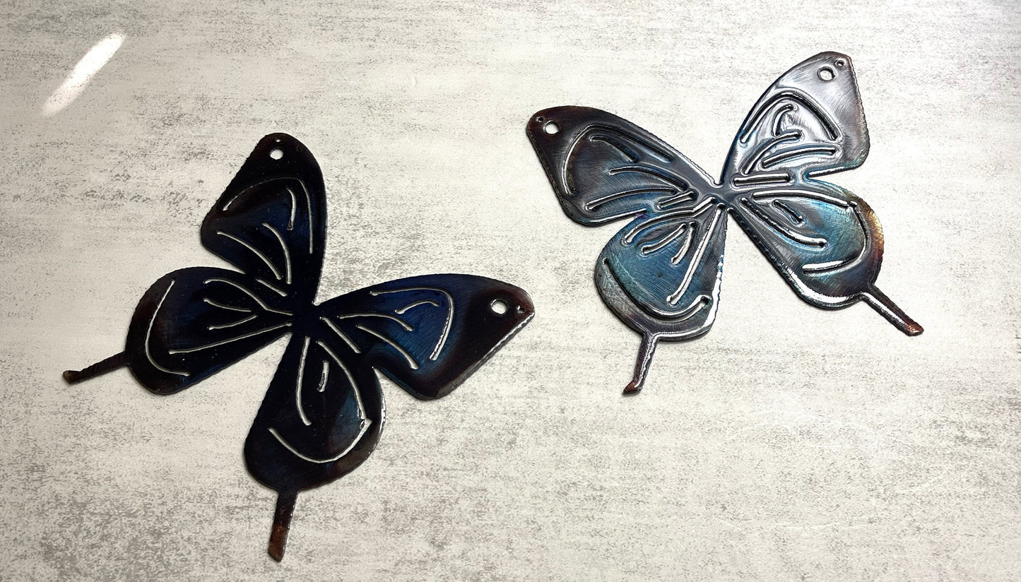 Butterfly Royal Blue  Pair Metal Wall Art Décor 6" x 6" each