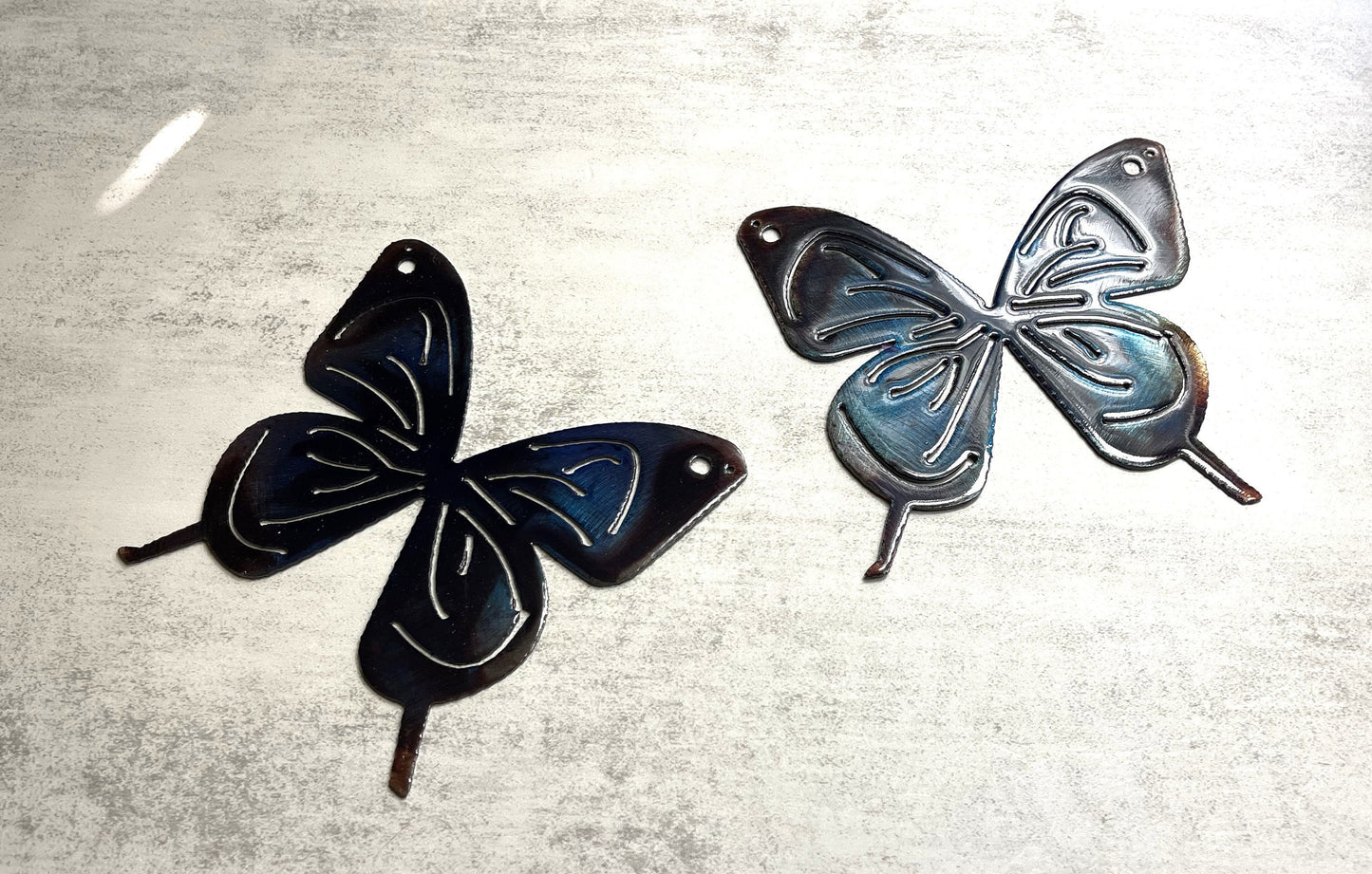 Butterfly Royal Blue  Pair Metal Wall Art Décor 6" x 6" each