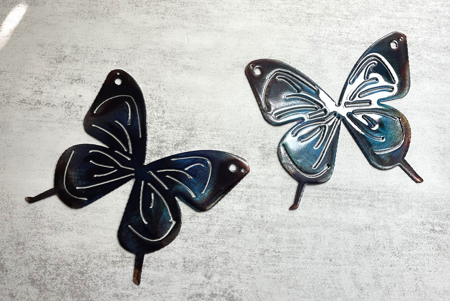 Butterfly Royal Blue  Pair Metal Wall Art Décor 6" x 6" each