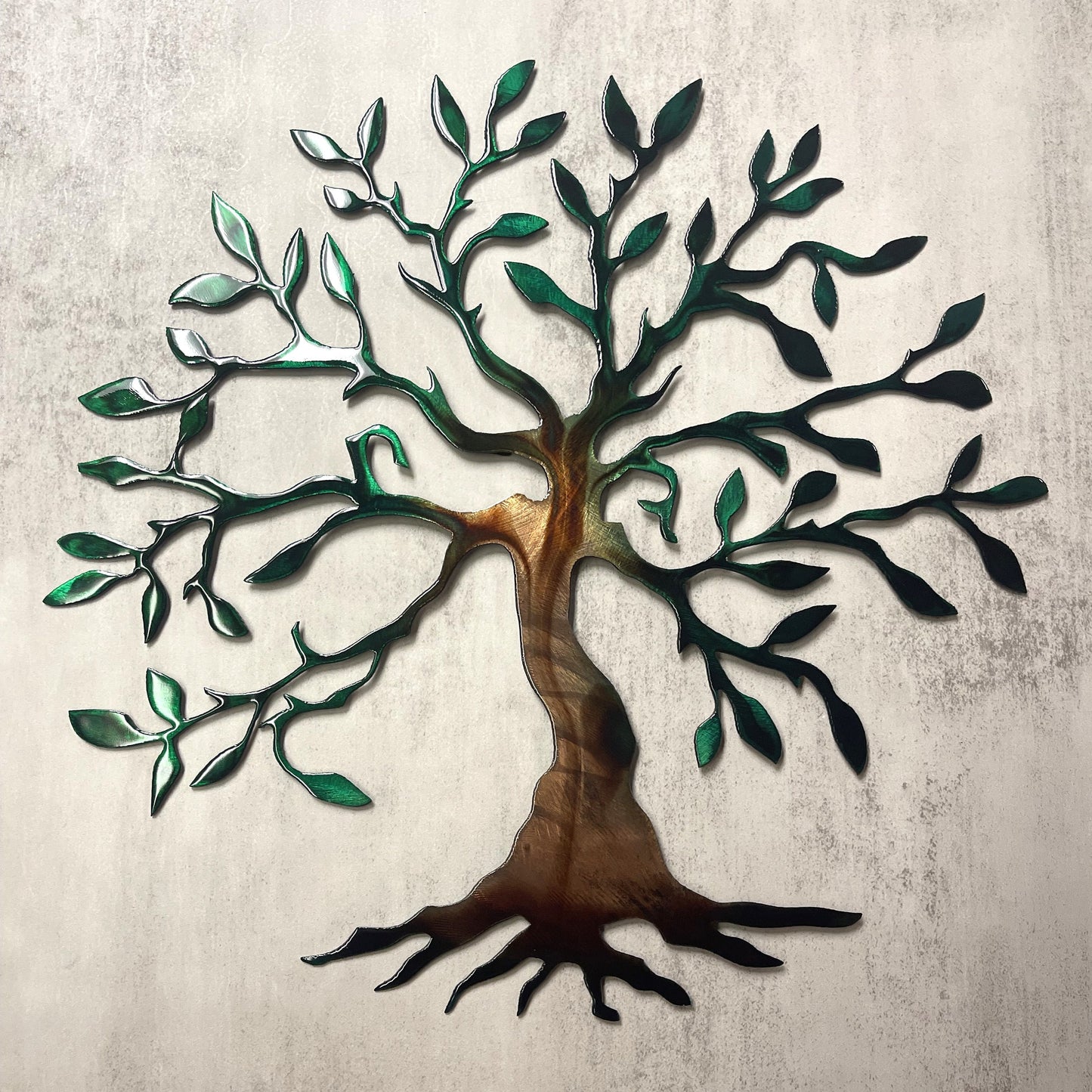 Olive Tree Metal Wall Art Seasons of Color (Green Tinged)